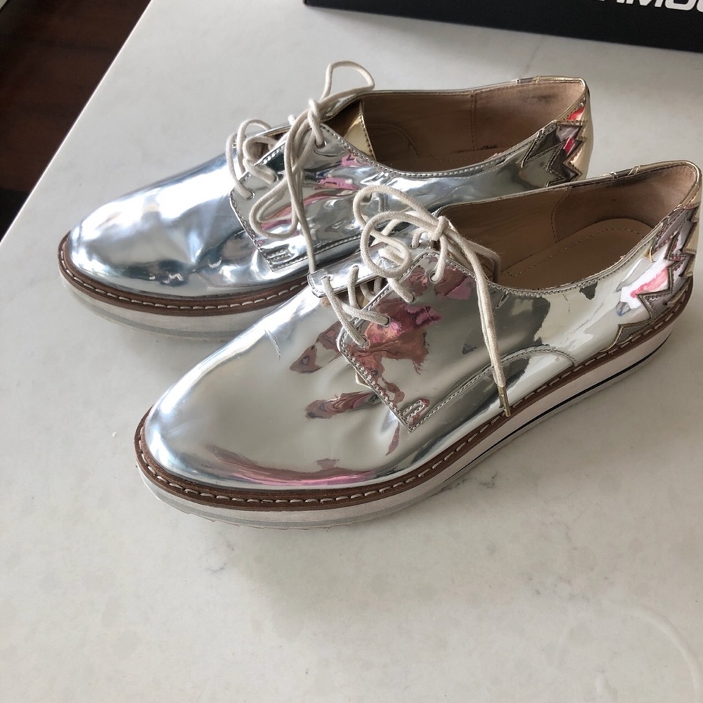 Zara Oxford silver and gold platform shoes
